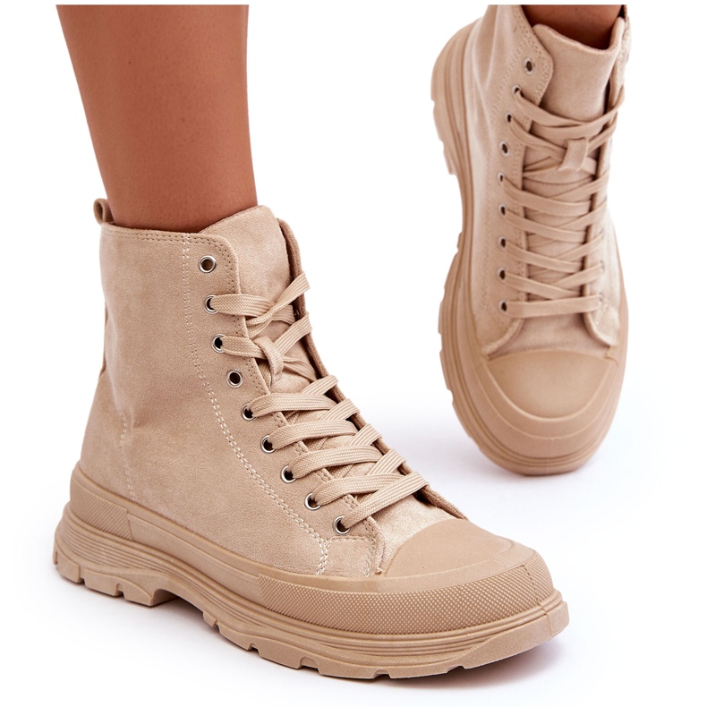 PS1 Ženske visoke tenisice od brušene kože bež Eleamia