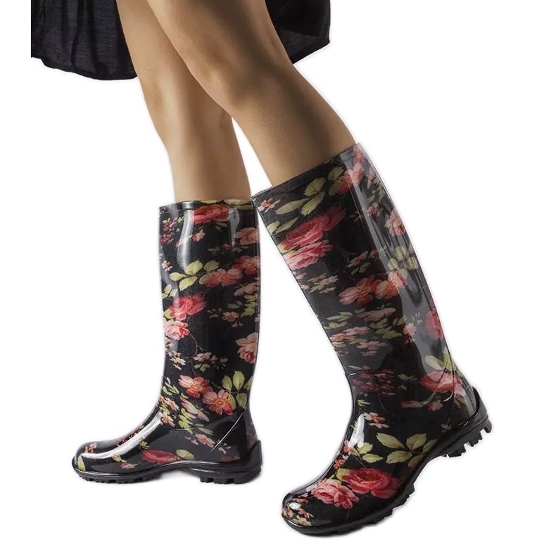 Crne visoke čizme sa Pimen ružama bijela