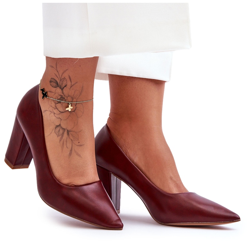 Klasične Odessa tamnocrvene cipele na petu crvena