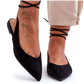 PG1 Ženske balerinke na vezanje od brušene kože crne Lilly Ann crna