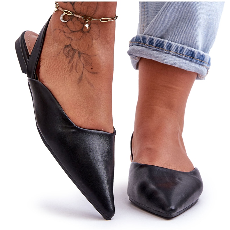 PS1 Ženske kožne balerinke crne Germes crno