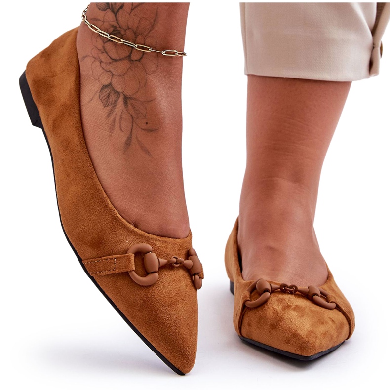 PG1 Balerinke od brušene kože sa smeđim Noldaia ukrasom smeđa