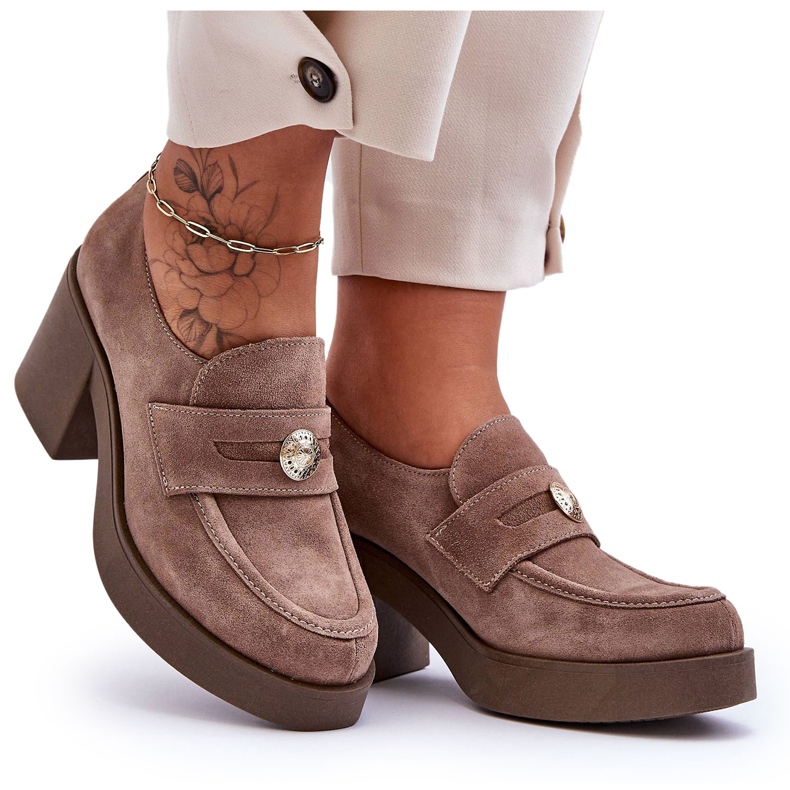 Lemar Ženske antilop cipele na petu bež Dunadia