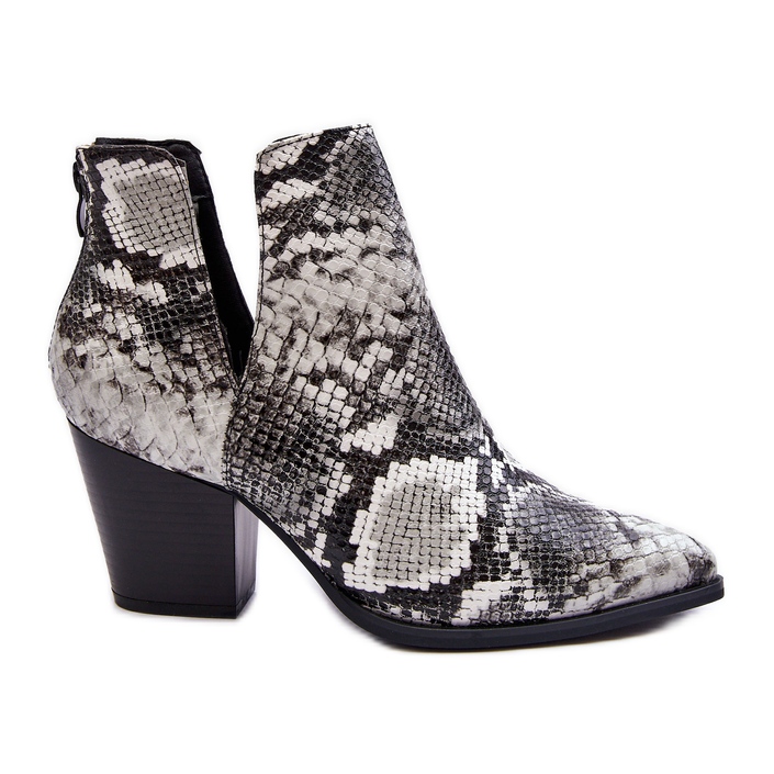 Ženske izrezane čizme sa zmijom, crno-bijele Caderina