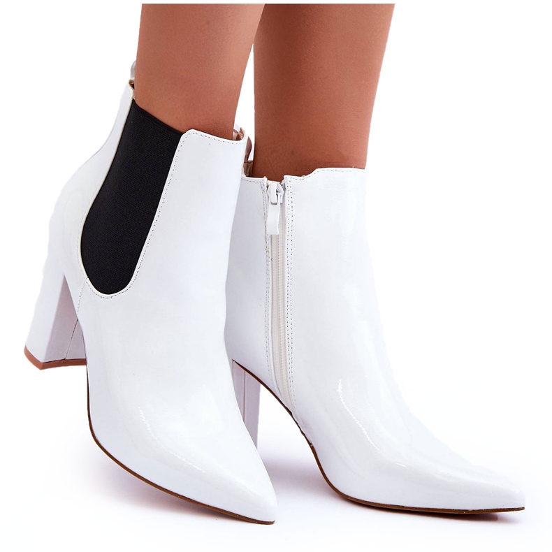 Lakirane čizme na petu Bijele Evita bijela