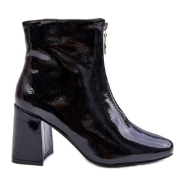 Lakirane čizme s ukrasnim patentnim zatvaračem Black Sevil crna