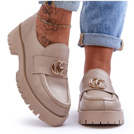 Laura Messi Ženske kožne cipele s bež ukrasom u obliku slapova ruže