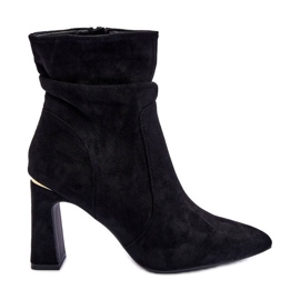 PG1 Crne melamenske čizme s petom od brušene kože crna