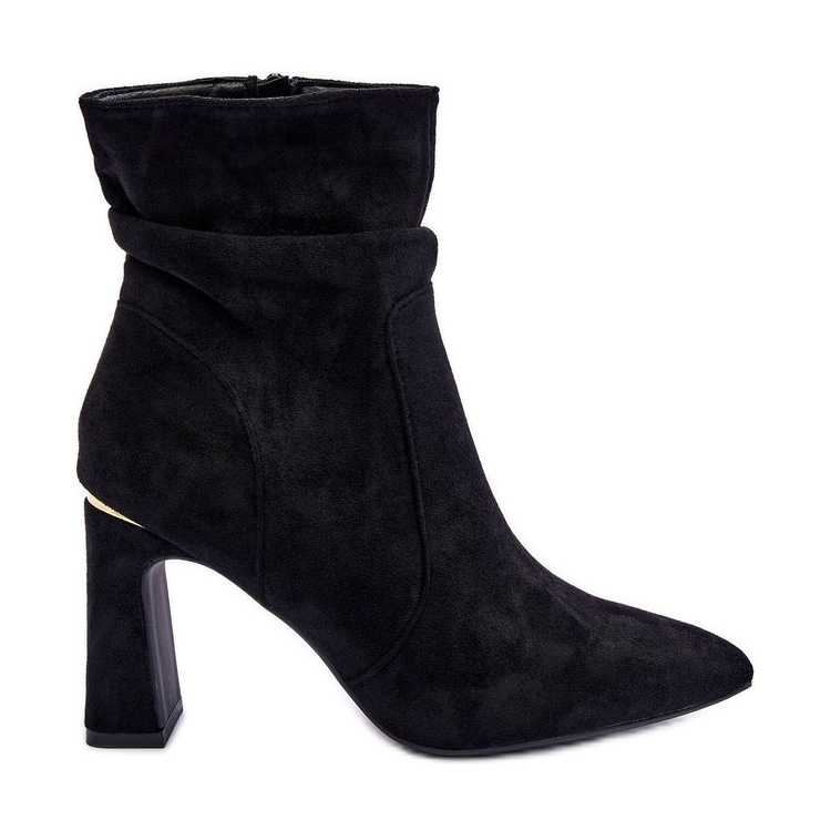 PG1 Crne melamenske čizme s petom od brušene kože crno