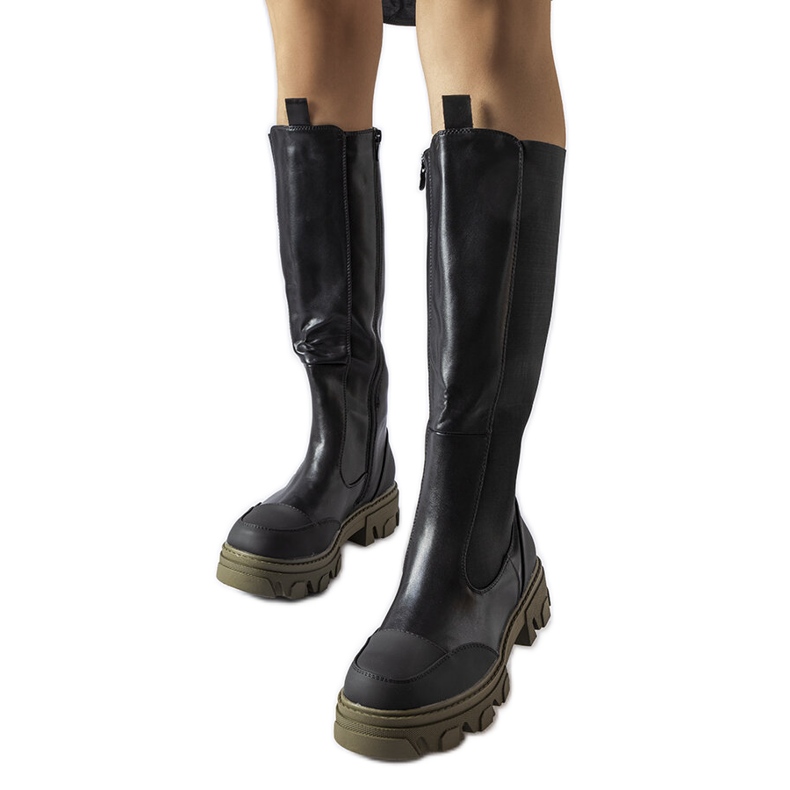 Crne i zelene visoke čizme marke Pasquale crno