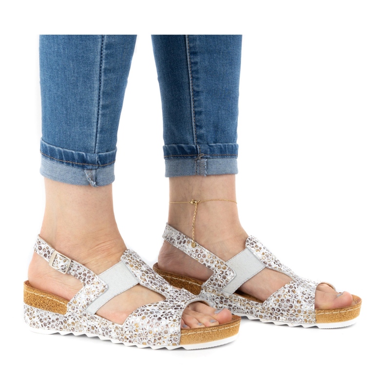 WASAK Udobne ženske kožne sandale 0622W sive siva