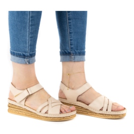 WASAK Udobne ženske kožne sandale 0658W bež