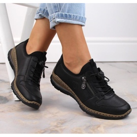 Kožne natikače Rieker W RKR609 crne crno