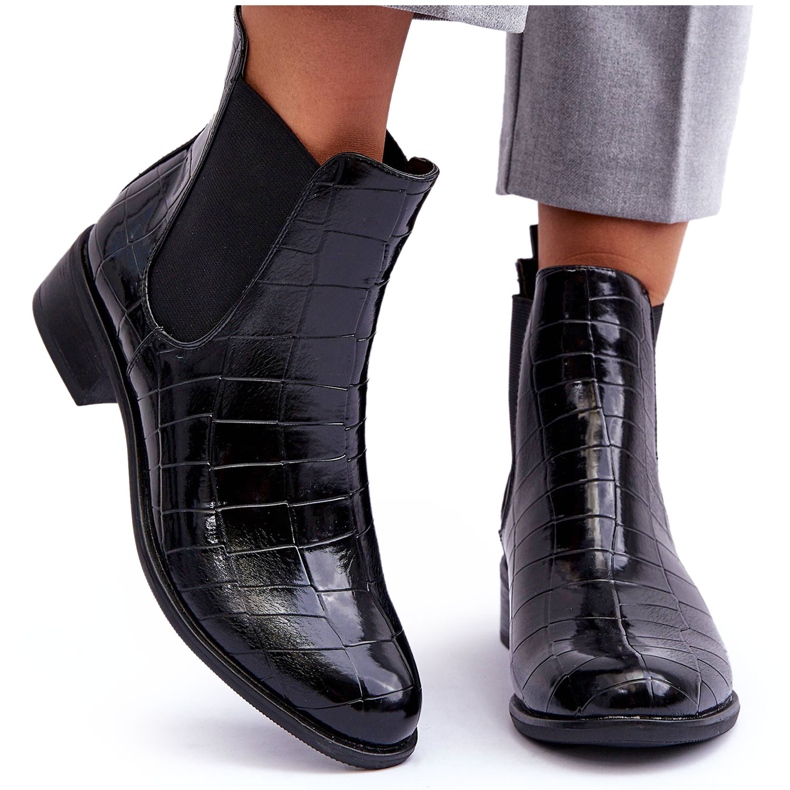 Kožne čizme Chelsea čizme životinjski uzorak Crna Daina crno