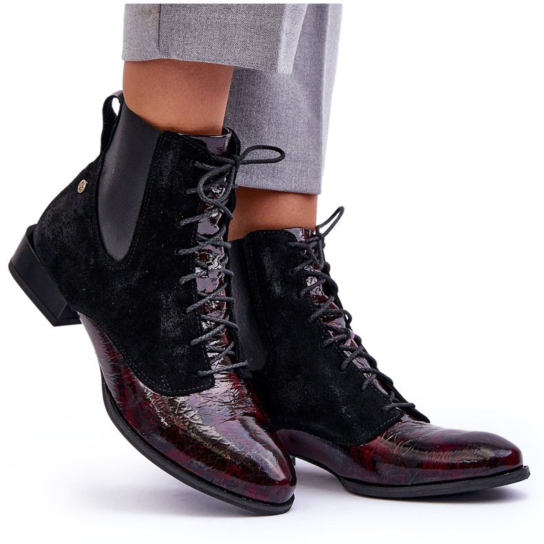 Maciejka kožne čizme s ravnom petom 06200-08 crne crno