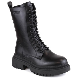 Čizme na vezanje i patentni zatvarač izolirane Big Star W INT1925 crne crna