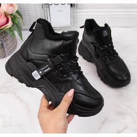 Ženske termo tenisice sa debelim đonom crne NEWS crno