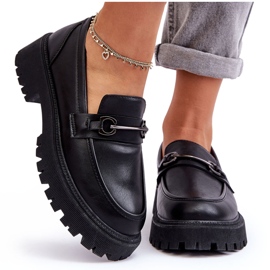 PE1 Ženske kožne mokasine s platformom crne Detes crna
