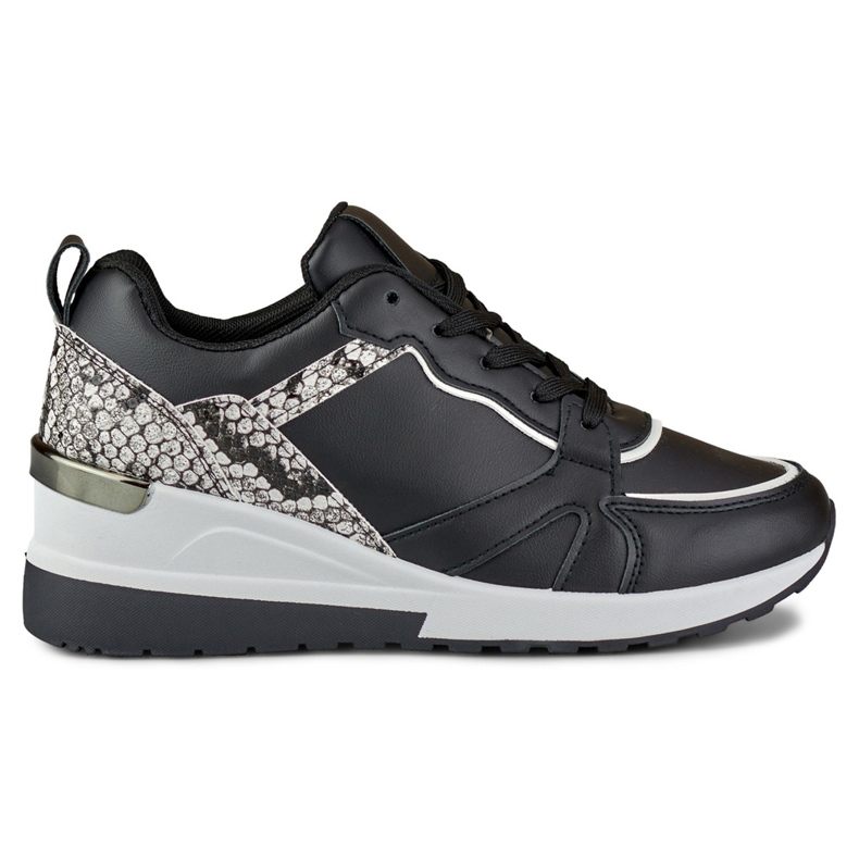 Ženske crne cipele na vezanje s niskim klinom crno