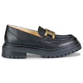 Crne natikače sa zlatnom kopčom crna