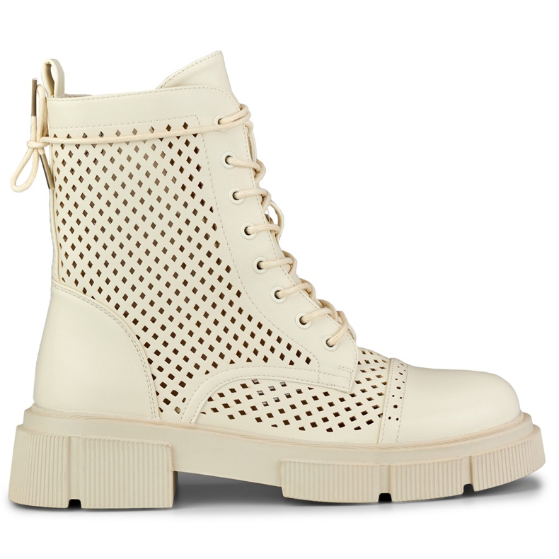 Ažur bež ženske čizme na vezanje