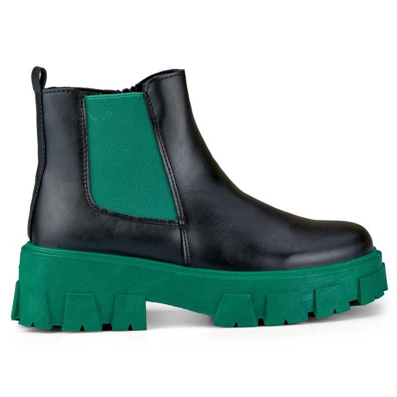 Ženske radne čizme sa zelenim potplatom crno