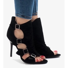 Ženske crne radničke čizme s vezanjem od brušene kože crna