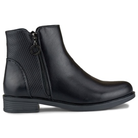 Ženske crne ravne čizme od eko kože crna