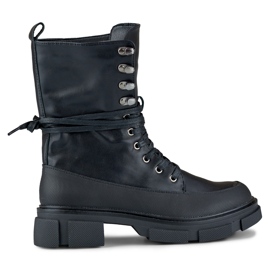 Garlin ženske čizme s visokim vezanjem crna