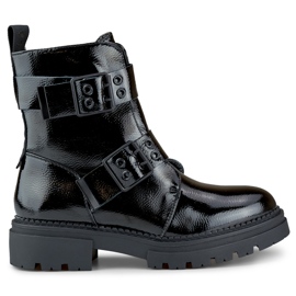 Lakirane crne ženske radničke čizme Axelle crna