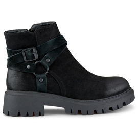 Ženske crne antilop čizme s crnim Aline ukrasom crna