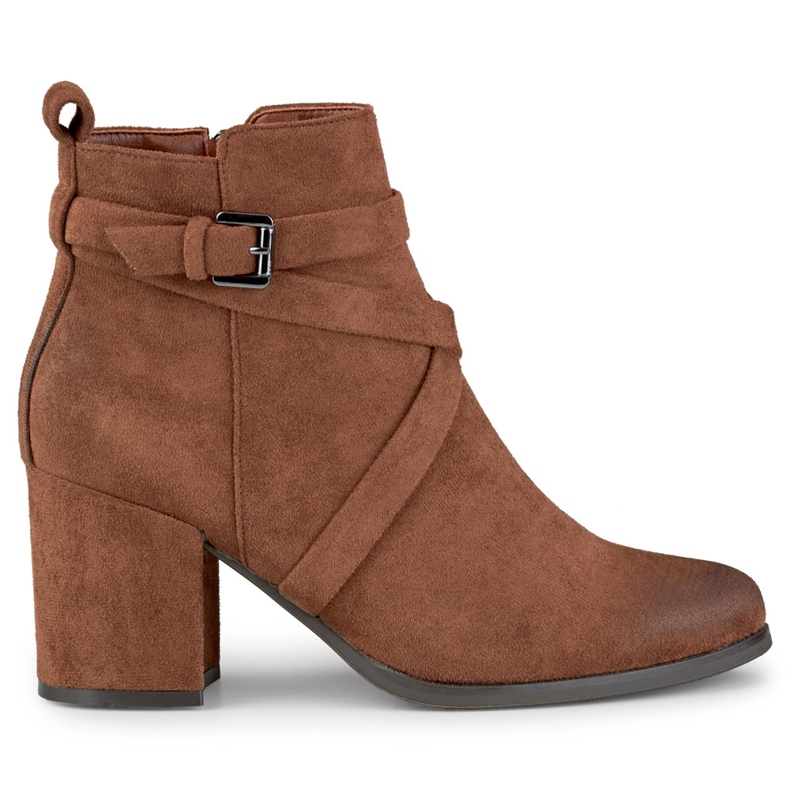 Ženske smeđe čizme na stup s ukrasnom kopčom smeđa