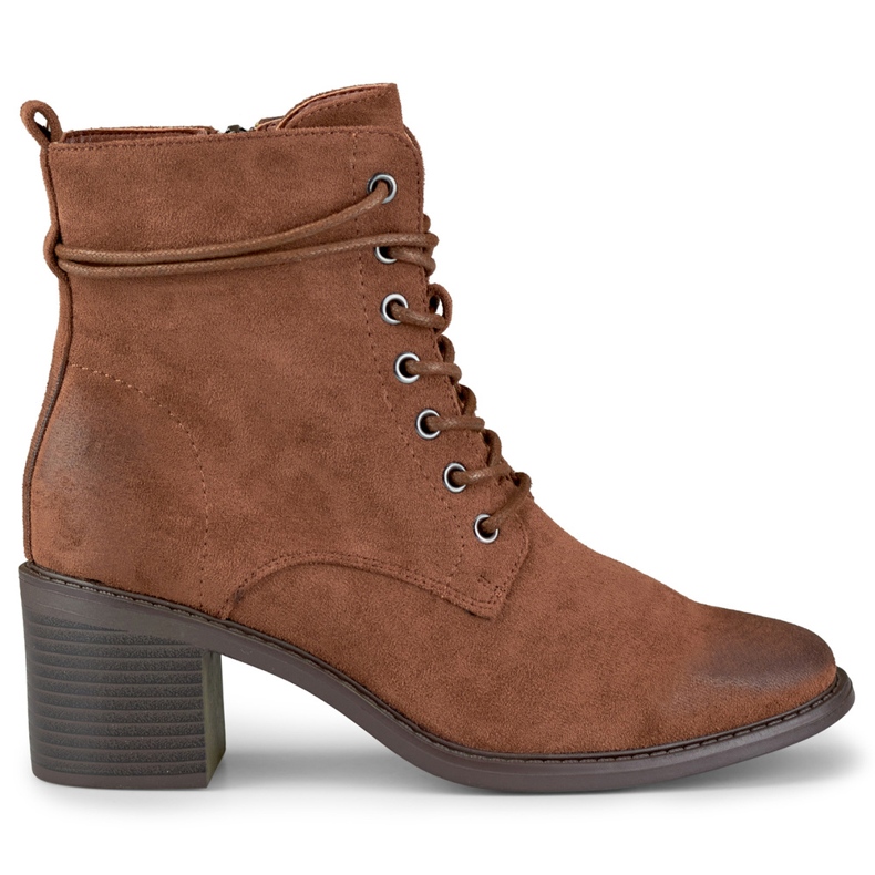 Smeđe čizme na nisku petu na vezanje smeđa