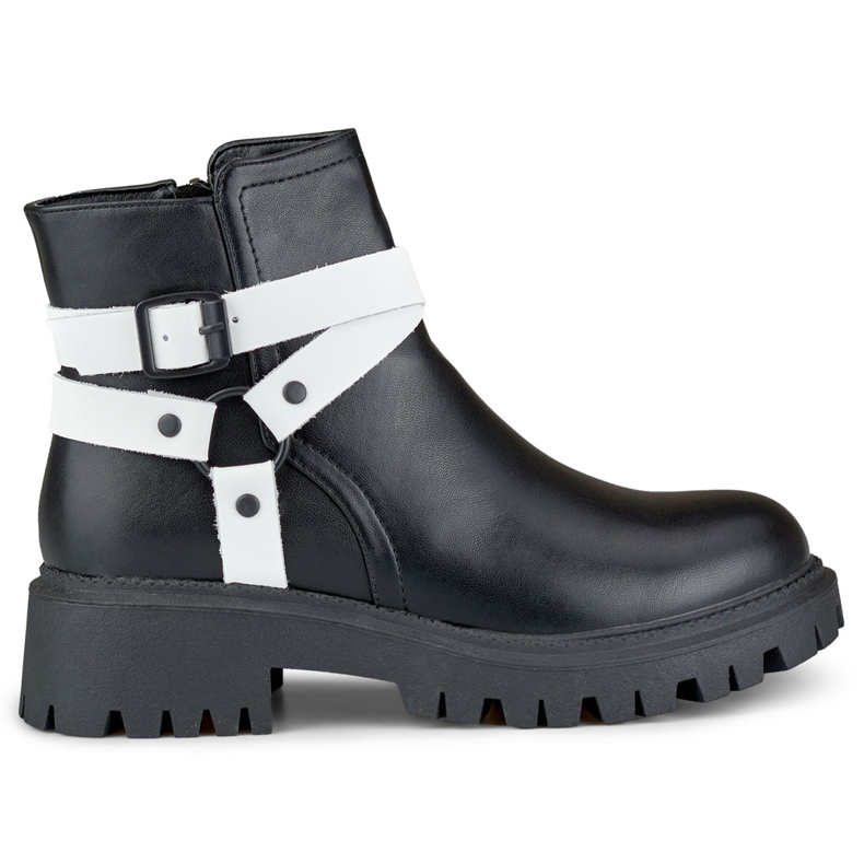 Crne ženske čizme s bijelim Aline ukrasom bijela