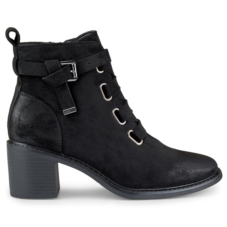 Salin crne ženske čizme na nisku petu od brušene kože crno