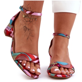 STEPHAN Satenske sandale s visokim petama s uzorkom, ružičasti miks Inspirirajte me! višebojan