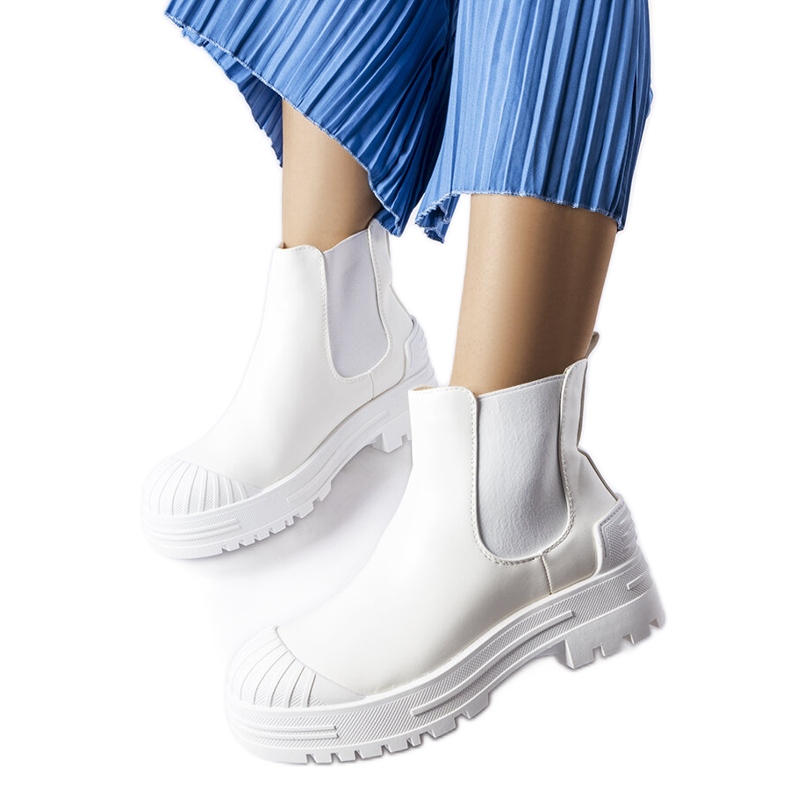 Inna Bijele radničke čizme s gumenim umetcima iz Langea bijela