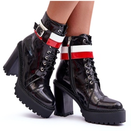 Adrijana Debele kožne čizme na visoku petu Crne crna