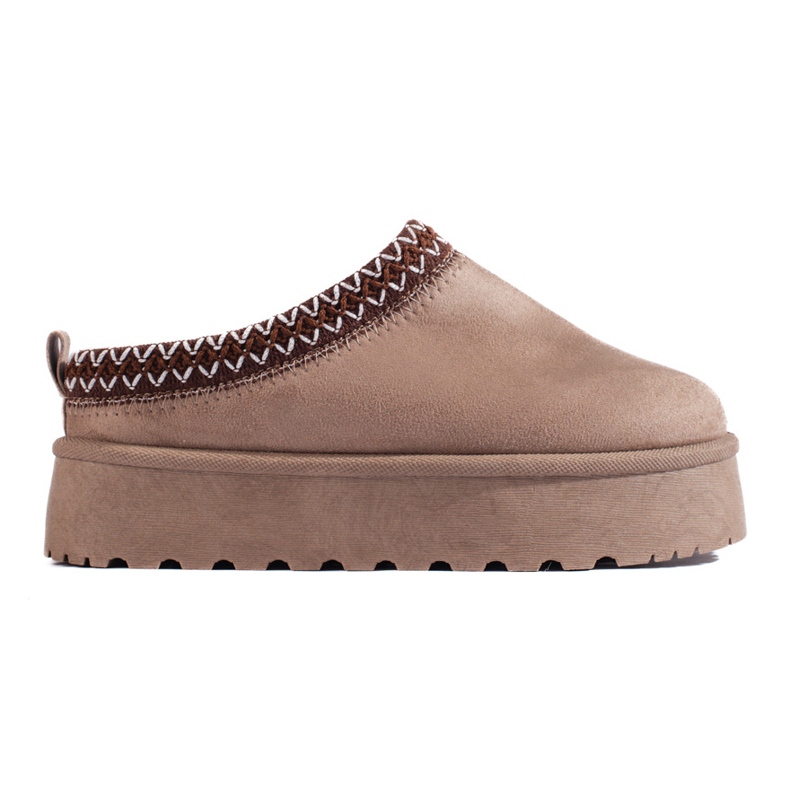 Tamno bež papuče od brušene kože s debelim potplatom iz Sheloveta