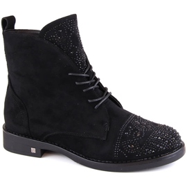 Ženske čizme sa cirkonima crne Potocki SZ12178 crna
