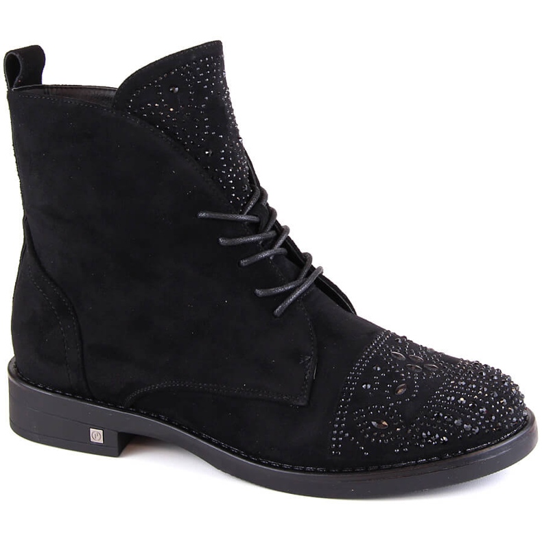 Ženske čizme sa cirkonima crne Potocki SZ12178 crno