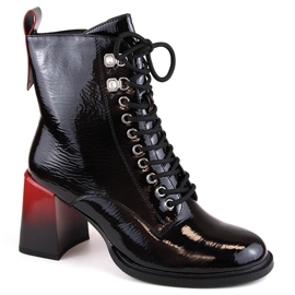 Ženske crne lakirane čizme na visoku petu D&amp;A S.Barski Premium Collection MR870-06 crna