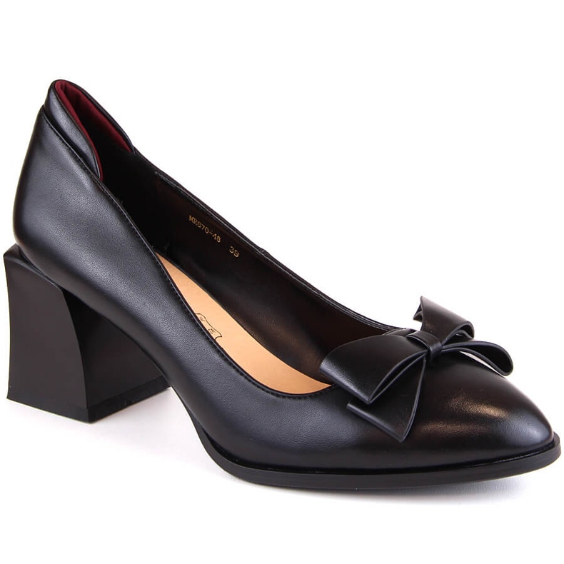 Ženske cipele na visoku petu s crnom mašnom D&amp;A S.Barski Premium Collection MR870-48