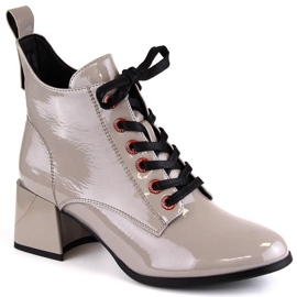 Lakirane taupe ženske čizme D&amp;A S.Barski Premium Collection MR870-66 bež