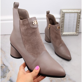 Ženske bež čizme na petu D&amp;A S.Barski Premium Collection MR870-96