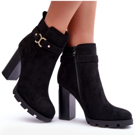 FB2 Čizme od brušene kože na visoku petu Crni Liani crna