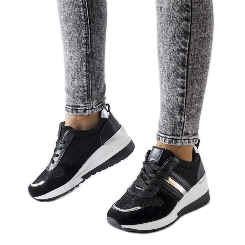 Inna Crne i srebrne tenisice na wedge iz Titusvillea crno