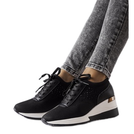 Inna Crne Vala tenisice na klin od štrasa crna