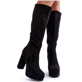 Čizme iznad koljena s crnom petom i platformom Baldrema