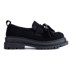 Crne natikače s resicama od brušene kože iz Sheloveta crna